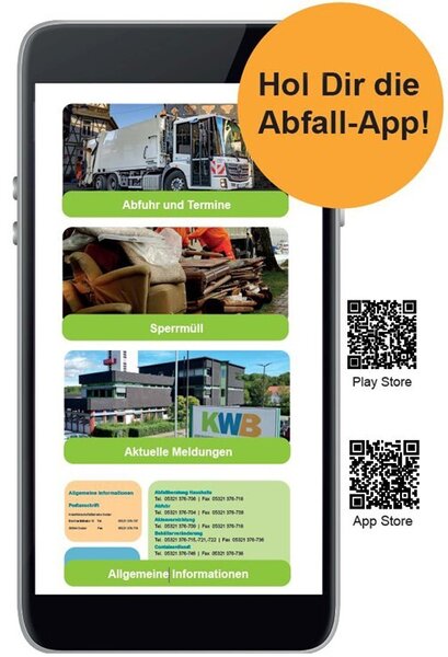 Bild vergr&ouml;&szlig;ern: Das Bild zeigt die Abfall-App auf einem Handy.